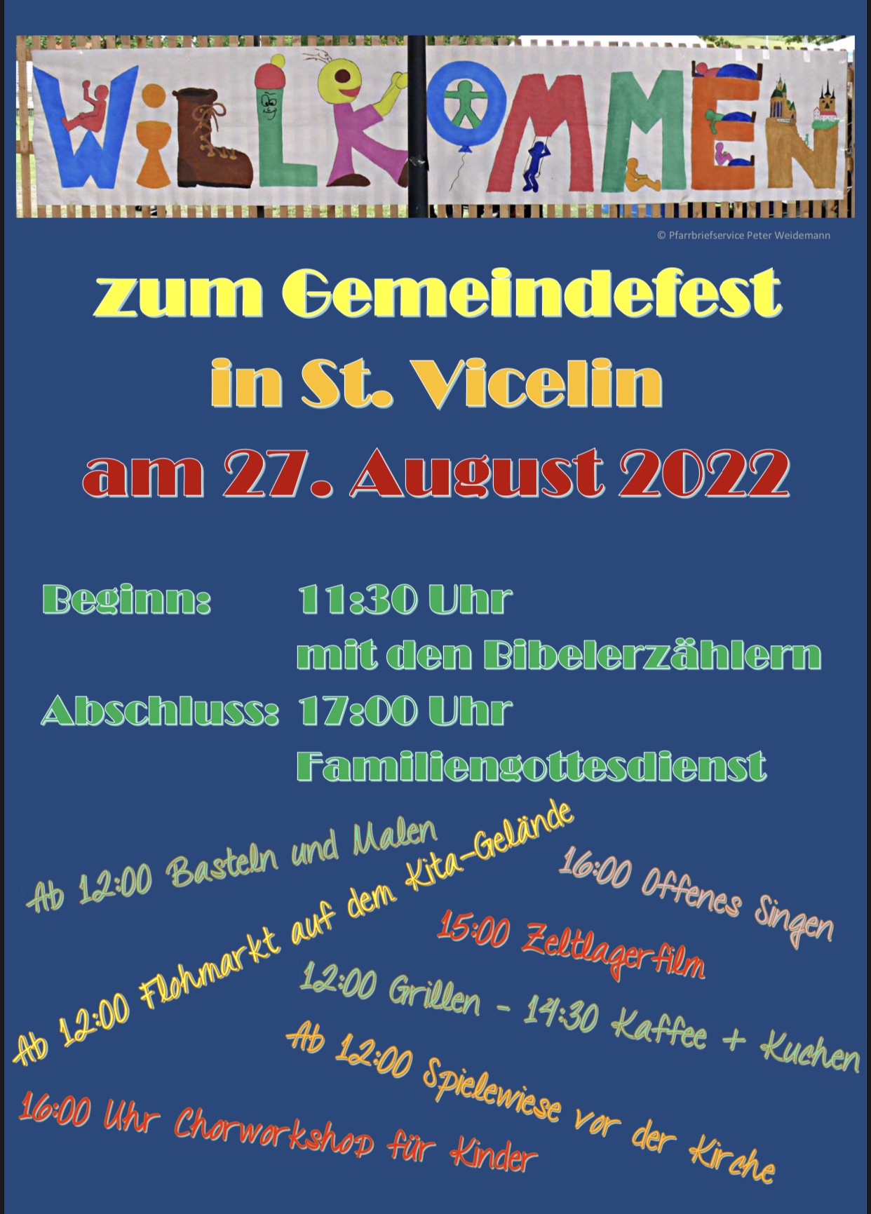 Plakat Einladung zum Gemeindefest St. Vicelin 27.8.